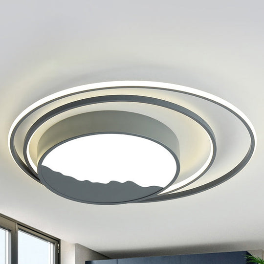 Macaron Grey/White Drum Acrylic Flush Mount Led Ceiling Light - 19.5’/23.5’ Wide Perfect For