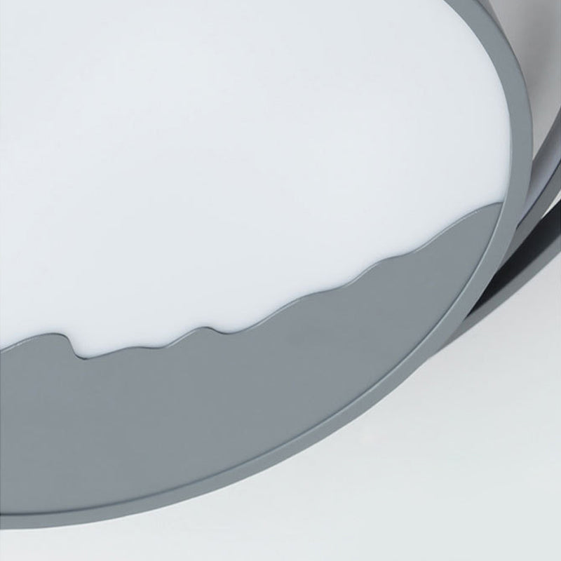 Macaron Grey/White Drum Acrylic Flush Mount Led Ceiling Light - 19.5’/23.5’ Wide Perfect For