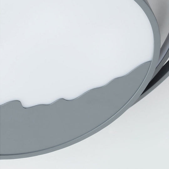 Macaron Grey/White Drum Acrylic Flush Mount Led Ceiling Light - 19.5/23.5 Wide Perfect For Bedrooms