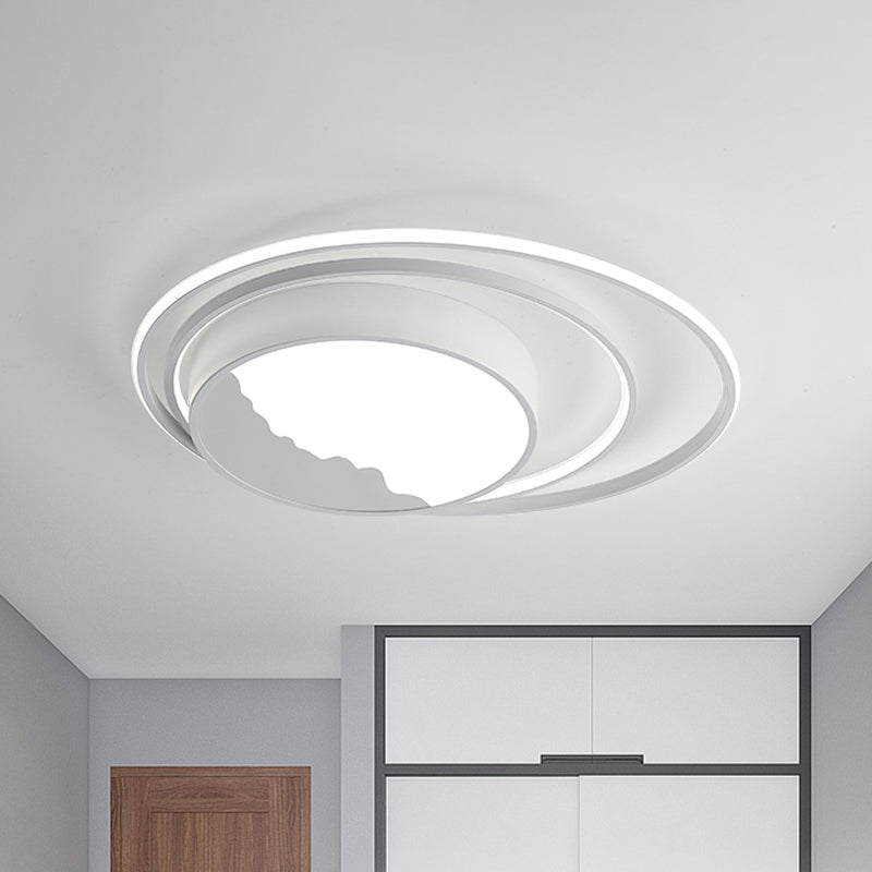 Macaron Grey/White Drum Acrylic Flush Mount Led Ceiling Light - 19.5/23.5 Wide Perfect For Bedrooms