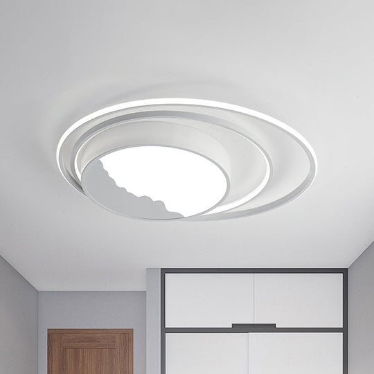 Macaron Grey/White Drum Acrylic Flush Mount Led Ceiling Light - 19.5/23.5 Wide Perfect For Bedrooms