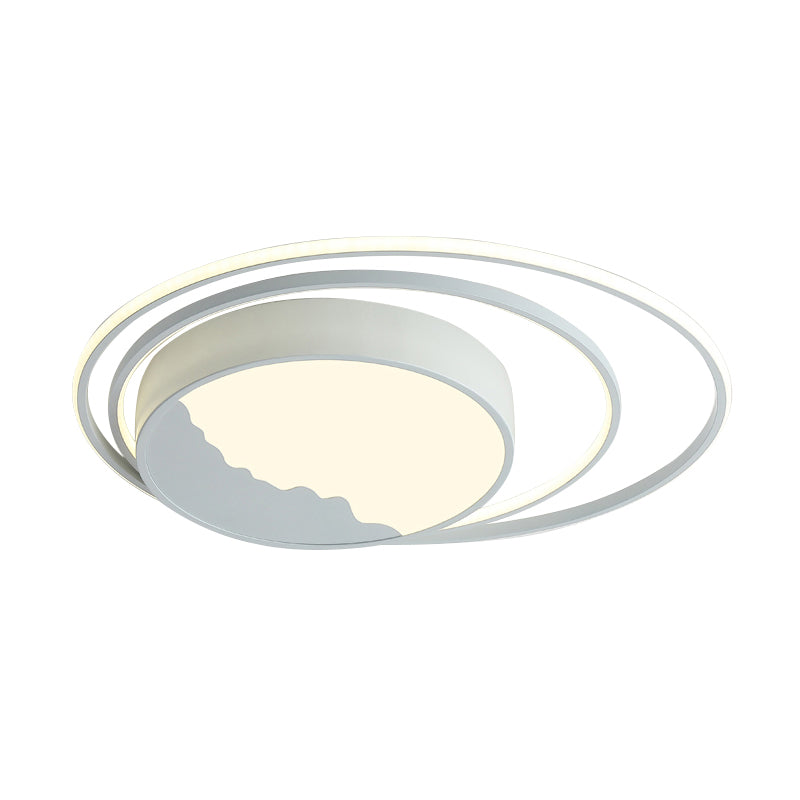 Macaron Grey/White Drum Acrylic Flush Mount Led Ceiling Light - 19.5/23.5 Wide Perfect For Bedrooms