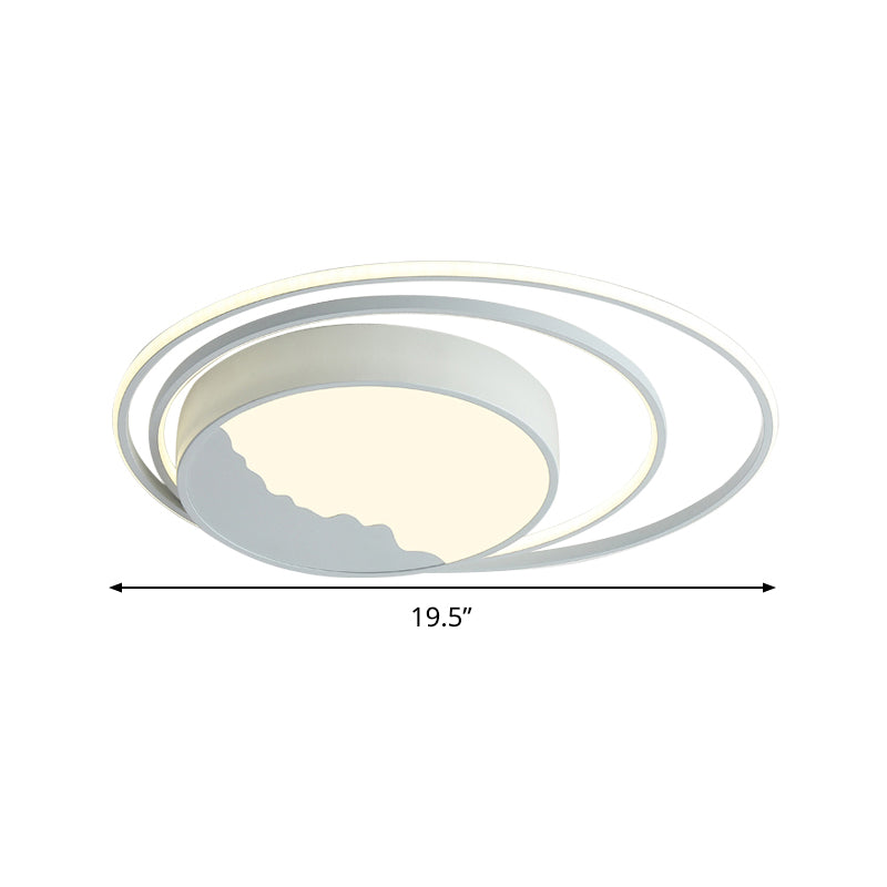 Macaron Grey/White Drum Acrylic Flush Mount Led Ceiling Light - 19.5’/23.5’ Wide Perfect For