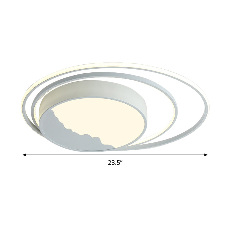 Macaron Grey/White Drum Acrylic Flush Mount Led Ceiling Light - 19.5/23.5 Wide Perfect For Bedrooms