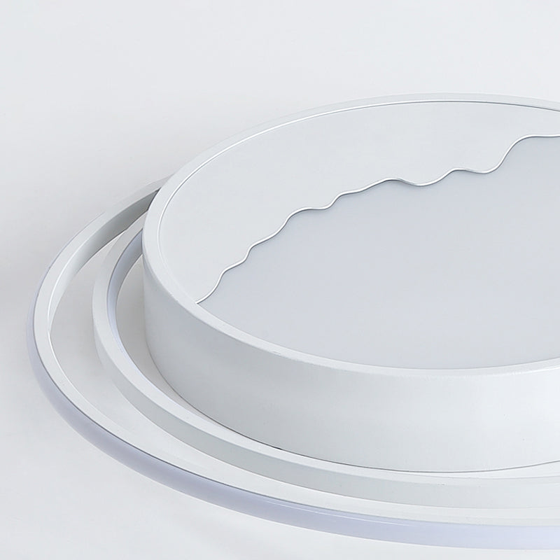 Macaron Grey/White Drum Acrylic Flush Mount Led Ceiling Light - 19.5/23.5 Wide Perfect For Bedrooms