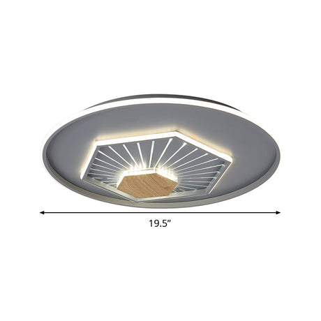 Modern Gray Hexagon Acrylic Led Flush Light Fixture 19.5/23.5 Wide - Warm/3 Color