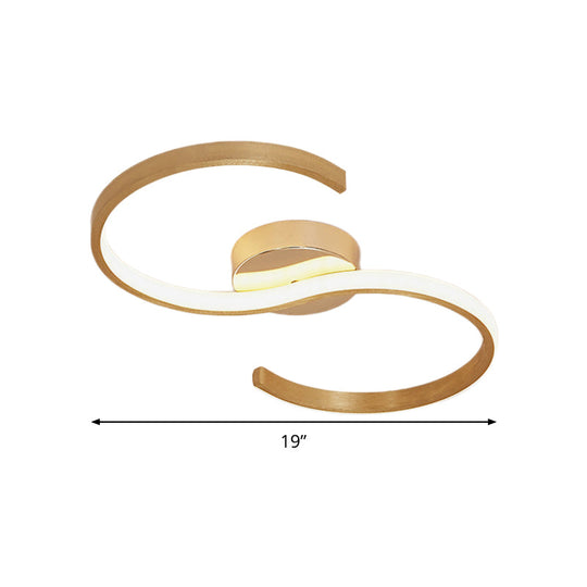 Modern Gold Acrylic Led Flush Mount Ceiling Light With Stepless Dimming & Remote Control -