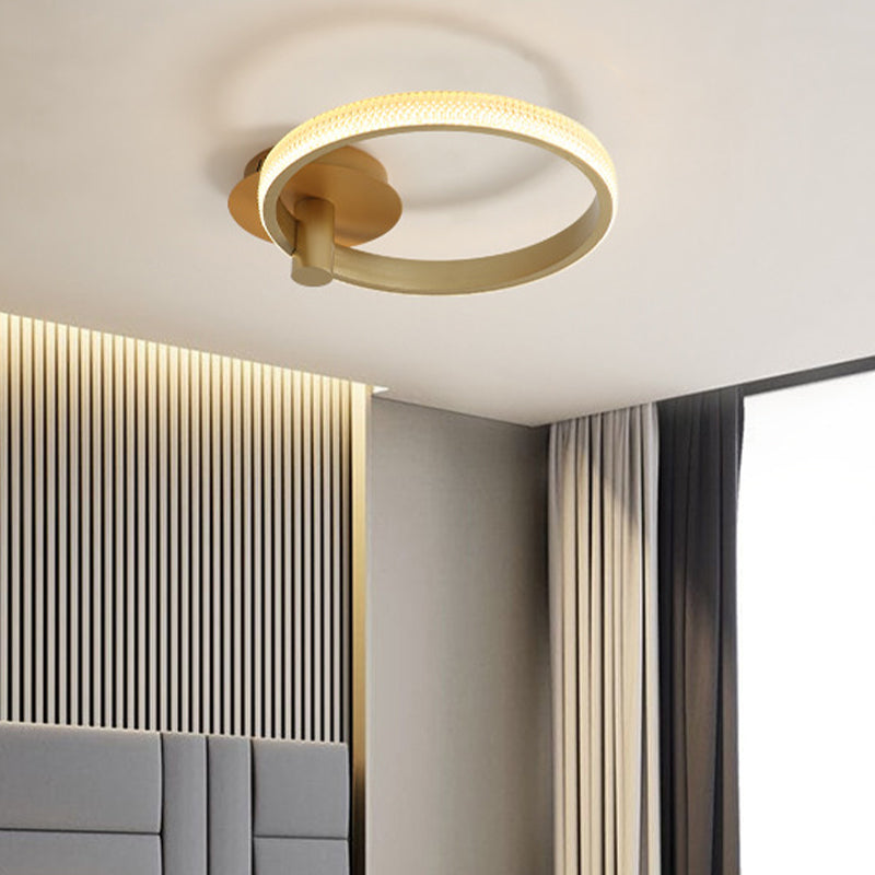 Modern Led Ceiling Light - Acrylic Gold 18’/22’ For Bedroom Warm/White/Natural Options