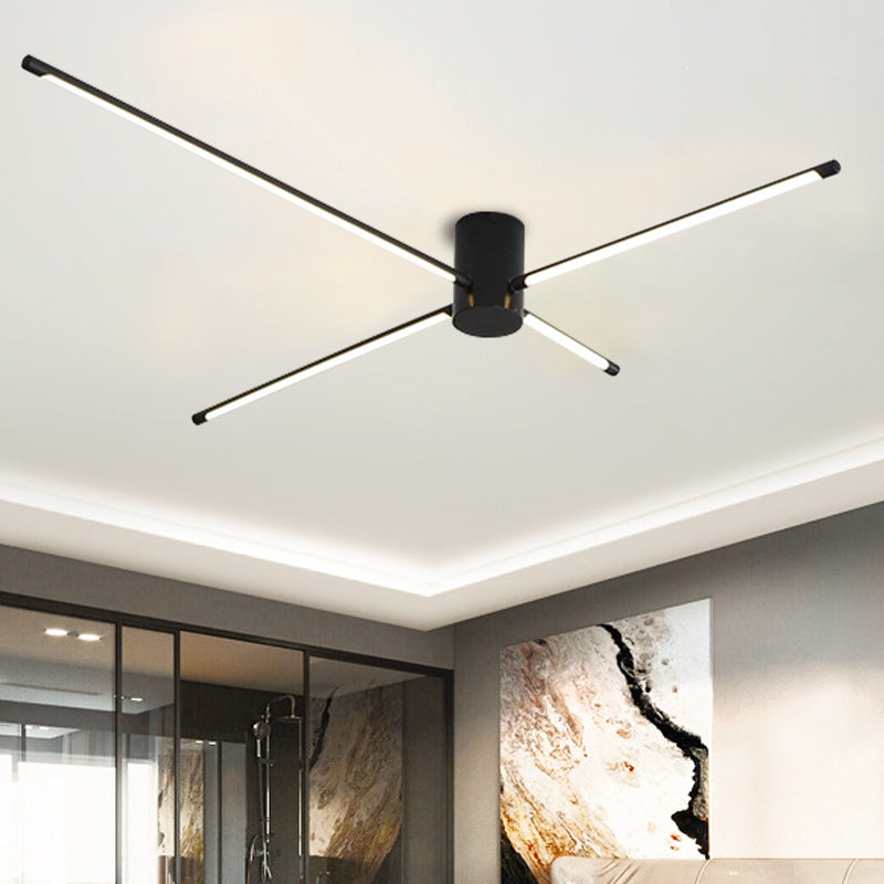 Modern Sputnik Acrylic Semi Mount Led Ceiling Light Fixture - 35.5’/39’ Width Black