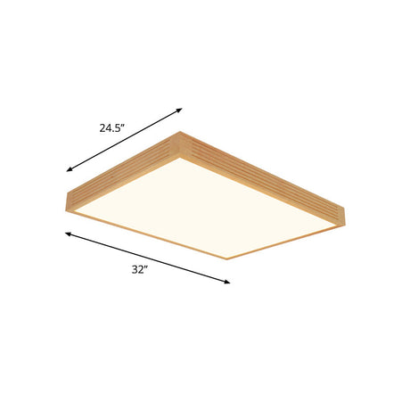 Modern Wooden Led Ceiling Flush Light - Warm/White Lighting For Living Room