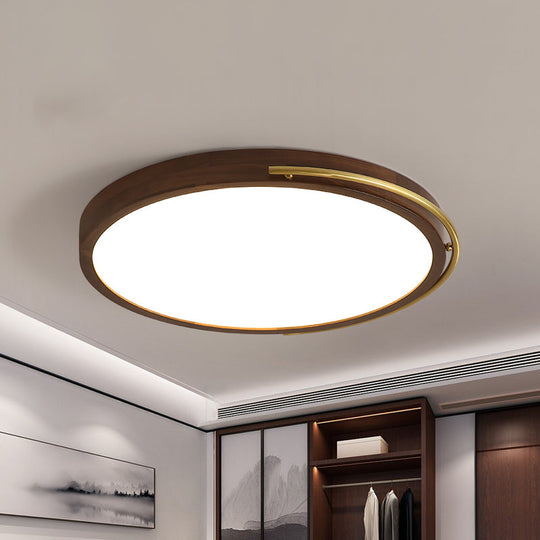 Brown Round Wooden Led Ceiling Light Fixture - 13’/17’ Diameter Flush Mount Lamp Kit