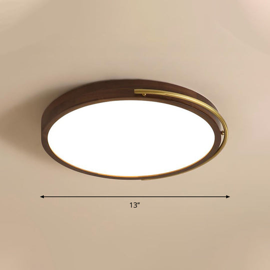Brown Round Wooden Led Ceiling Light Fixture - 13’/17’ Diameter Flush Mount Lamp Kit