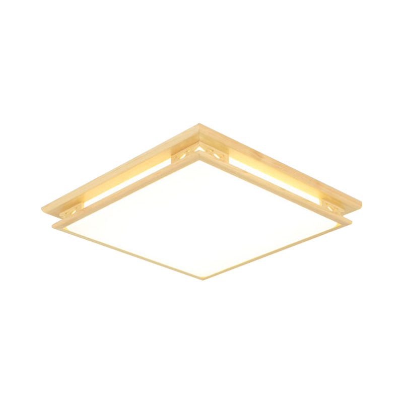 Led Ceiling Light Fixture: Modern Acrylic Shade With Wood Frame Warm/White 18/21.5 Wide
