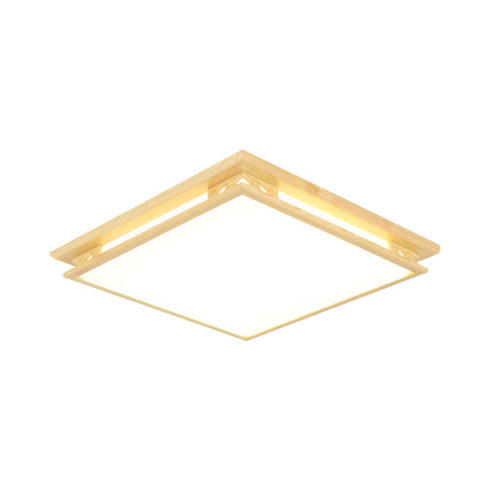 Led Ceiling Light Fixture: Modern Acrylic Shade With Wood Frame Warm/White 18/21.5 Wide