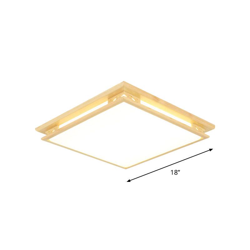 Led Ceiling Light Fixture: Modern Acrylic Shade With Wood Frame Warm/White 18’/21.5’ Wide