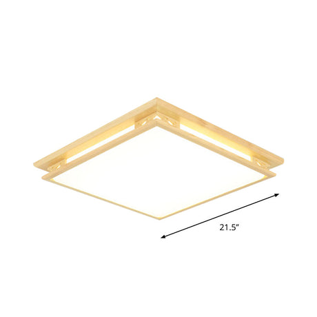Led Ceiling Light Fixture: Modern Acrylic Shade With Wood Frame Warm/White 18’/21.5’ Wide