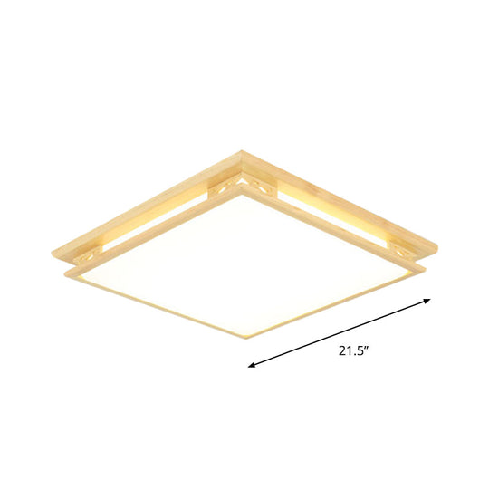 Led Ceiling Light Fixture: Modern Acrylic Shade With Wood Frame Warm/White 18’/21.5’ Wide