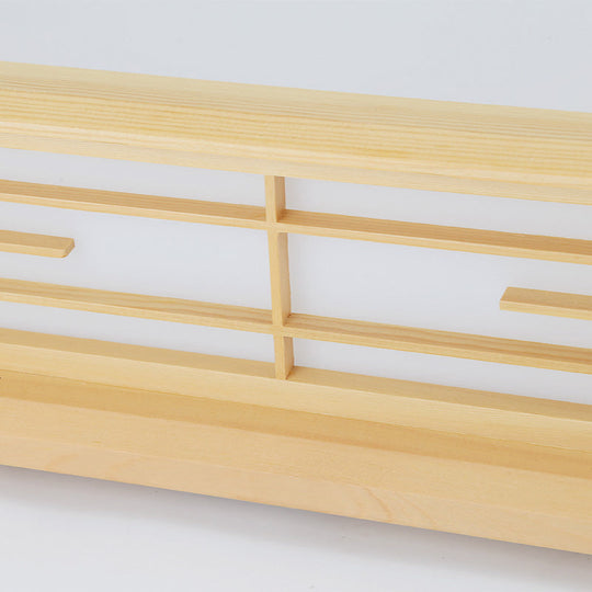 Natural Wood Led Ceiling Light Fixture - Simple Box Flush Lighting For Bedroom (14/18/21.5 W) In