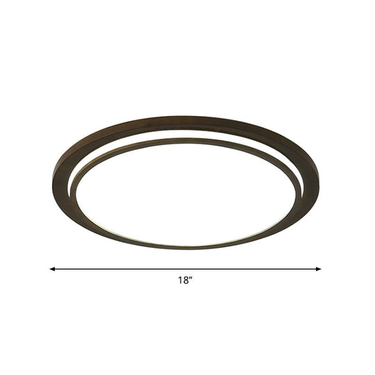 Modern Wood Drum Led Flush Light Fixture – Brown Ceiling Mounted Lamp In Warm/White/Natural