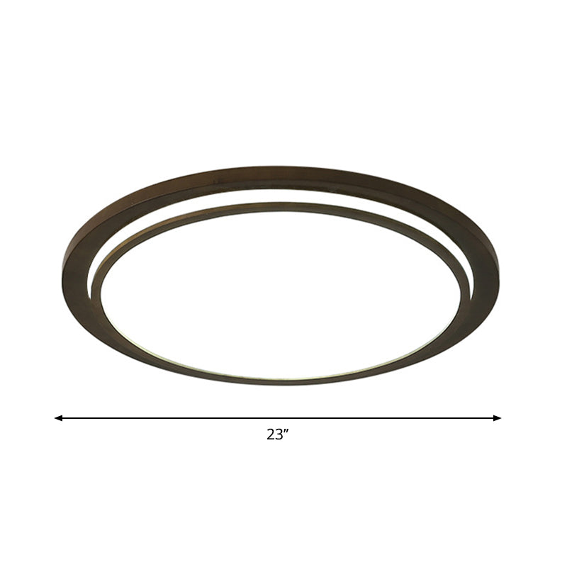 Modern Wood Drum Led Flush Light Fixture – Brown Ceiling Mounted Lamp In Warm/White/Natural