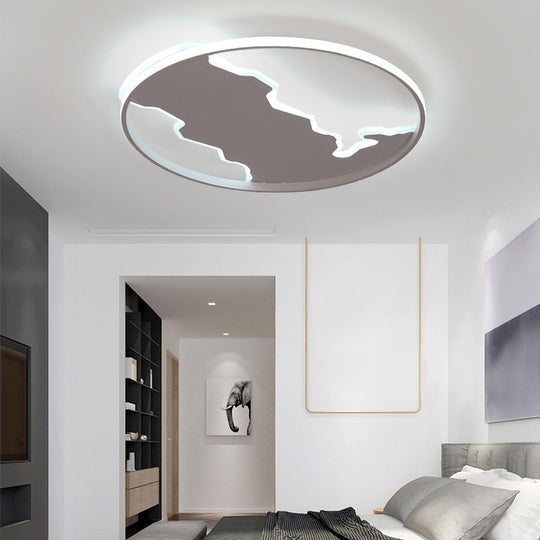 Minimalist Circle Flush Acrylic Led Ceiling Light In White 16.5’/20.5’ Wide - Bedroom Fixture
