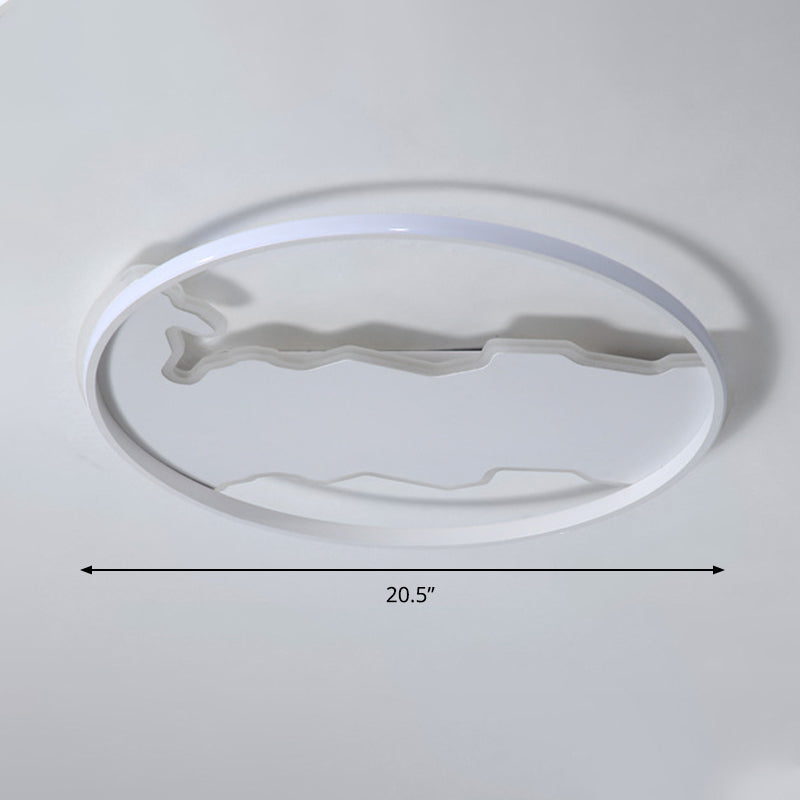 Minimalist Circle Flush Acrylic Led Ceiling Light In White 16.5/20.5 Wide - Bedroom Fixture