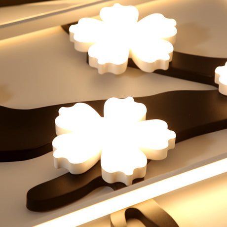 Modern Acrylic Black Square Flush Mount Lamp - Led Ceiling Light (19.5/23.5 Wide) With Flower