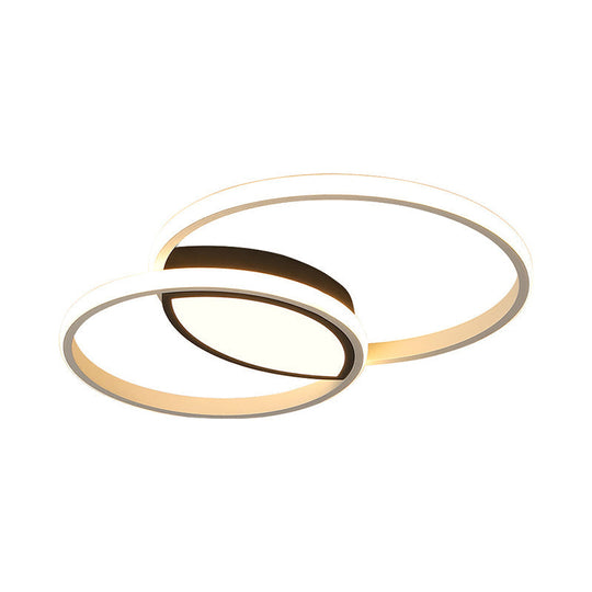 Modern Black And White Metal Ceiling Light With Led Flush Remote Dimming Control - 16’/19.5’ Wide