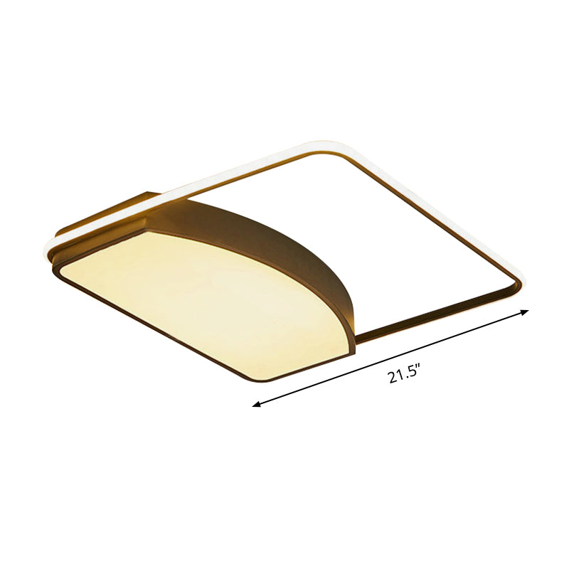 Contemporary Geometric Flush Light Fixture - 21.5/37.5 Wide Acrylic Black Led Ceiling Lamp