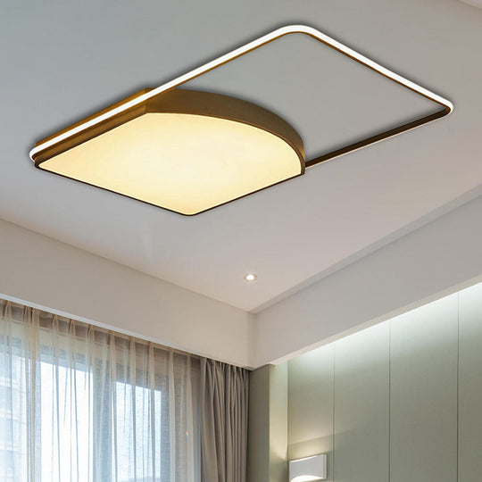 Contemporary Geometric Flush Light Fixture - 21.5/37.5 Wide Acrylic Black Led Ceiling Lamp / 37.5