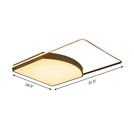 Contemporary Geometric Flush Light Fixture - 21.5/37.5 Wide Acrylic Black Led Ceiling Lamp