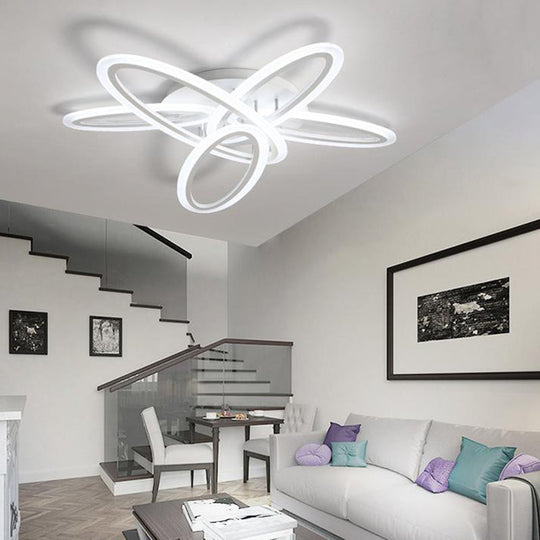 Sleek Acrylic Semi Flush Ceiling Light - Oval Shape 31.5’/47’ Width 3/5 Bulb Options Warm/White