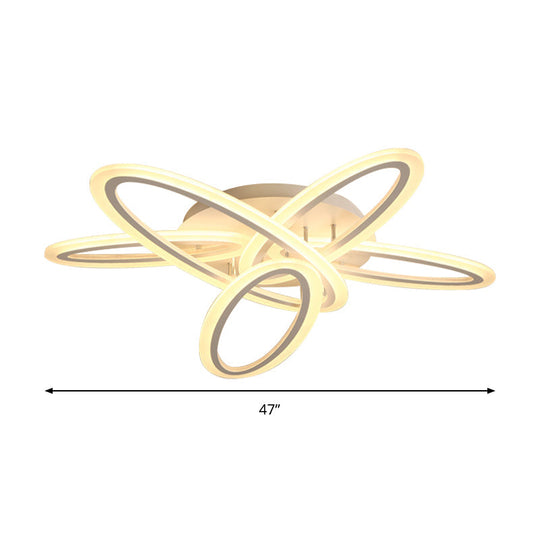 Sleek Acrylic Semi Flush Ceiling Light - Oval Shape 31.5’/47’ Width 3/5 Bulb Options Warm/White