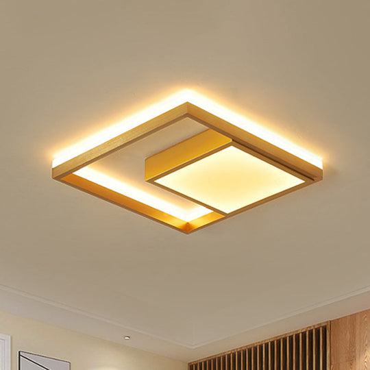 16’/23.5’ Gold Square Ceiling Light - Modern Metal Led Flush Mount In Warm/White