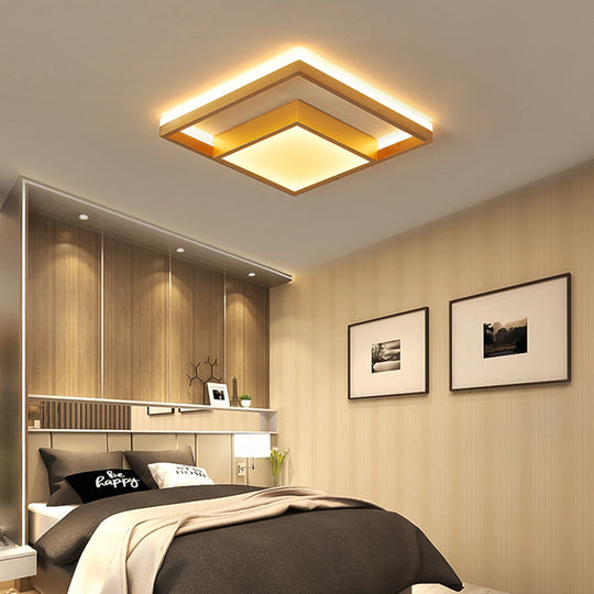 16’/23.5’ Gold Square Ceiling Light - Modern Metal Led Flush Mount In Warm/White