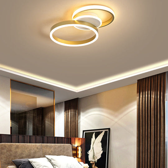 Gold Led Circle Flush Light: Contemporary Acrylic Ceiling Fixture With Warm/White Illumination