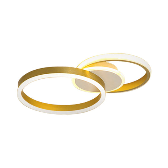 Gold Led Circle Flush Light: Contemporary Acrylic Ceiling Fixture With Warm/White Illumination