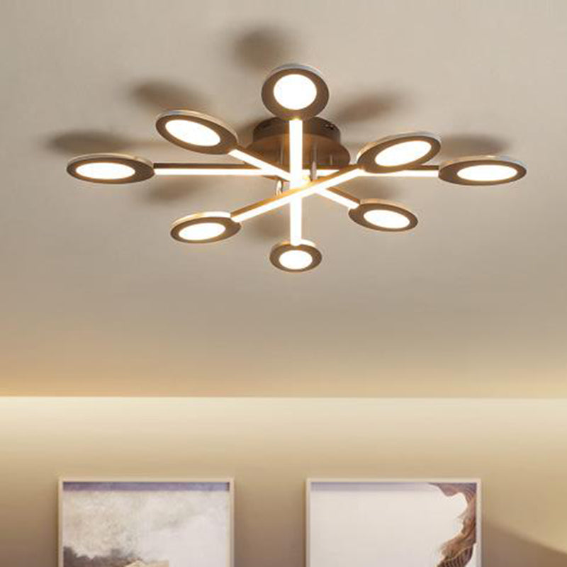 Starburst Led Semi Flush Ceiling Light In Warm/White Minimalistic Design Acrylic 31.5’/45’ Wide