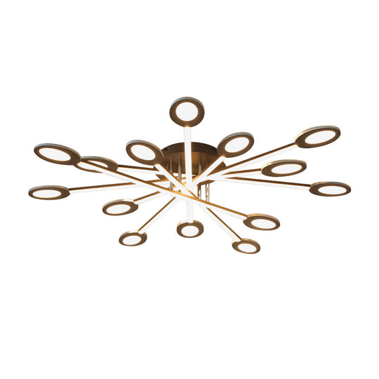 Starburst Led Semi Flush Ceiling Light In Warm/White Minimalistic Design Acrylic 31.5’/45’ Wide