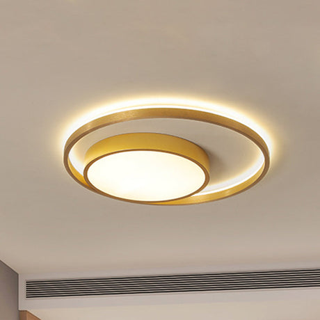 Postmodern Gold Metal Circular Ceiling Light Fixture - 16/23.5 Wide Led Flush In Warm/White / 16