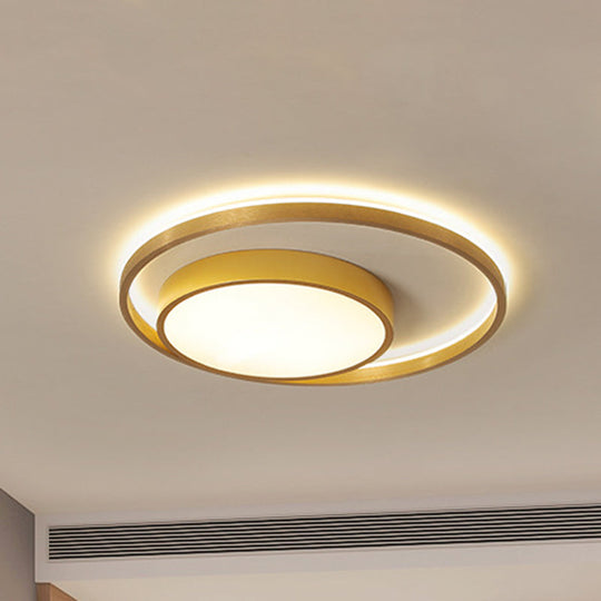 Postmodern Gold Metal Circular Ceiling Light Fixture - 16/23.5 Wide Led Flush In Warm/White / 16