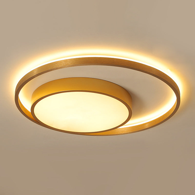 Postmodern Gold Metal Circular Ceiling Light Fixture - 16’/23.5’ Wide Led Flush In Warm/White