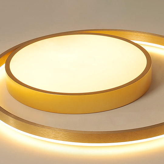 Postmodern Gold Metal Circular Ceiling Light Fixture - 16’/23.5’ Wide Led Flush In Warm/White