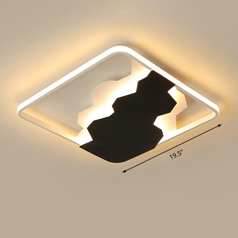 Modern Black Geometric Flush Mount Lamp With Acrylic Led Ceiling Lighting - Warm/White Light Third