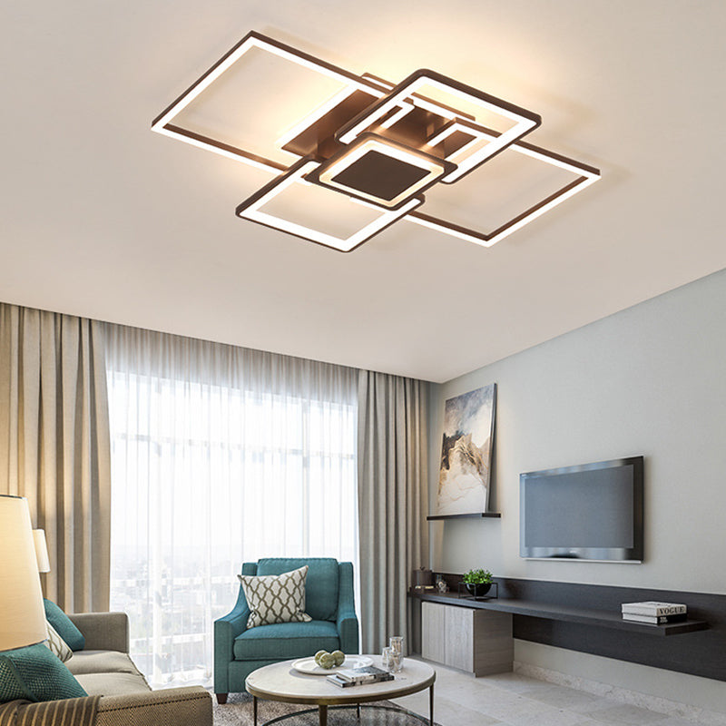 Simple Acrylic Led Flush Mount Ceiling Light Fixture - 21.5’/25.5’/31.5’ Wide White/Coffee