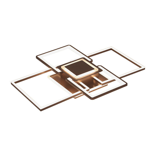 Simple Acrylic Led Flush Mount Ceiling Light Fixture - 21.5’/25.5’/31.5’ Wide White/Coffee