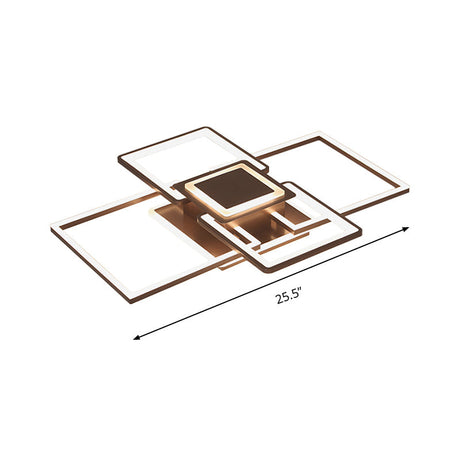 Simple Acrylic Led Flush Mount Ceiling Light Fixture - 21.5’/25.5’/31.5’ Wide White/Coffee