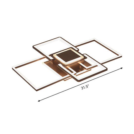 Simple Acrylic Led Flush Mount Ceiling Light Fixture - 21.5’/25.5’/31.5’ Wide White/Coffee
