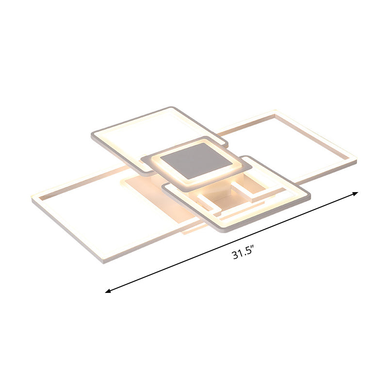 Simple Acrylic Led Flush Mount Ceiling Light Fixture - 21.5’/25.5’/31.5’ Wide White/Coffee