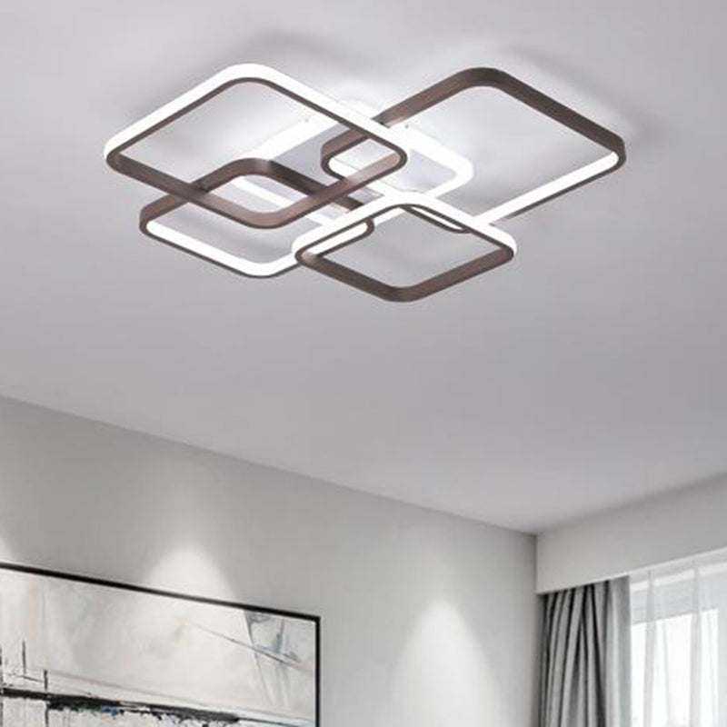 Minimalist Acrylic Flush Light - 4/7 Heads 23.5’/35.5’ Wide Brown Ceiling Lamp In Warm/White /